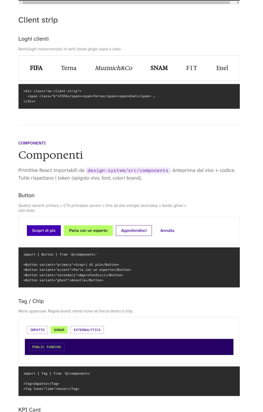Screenshot autentico dei pulsanti e componenti OpenEconomics