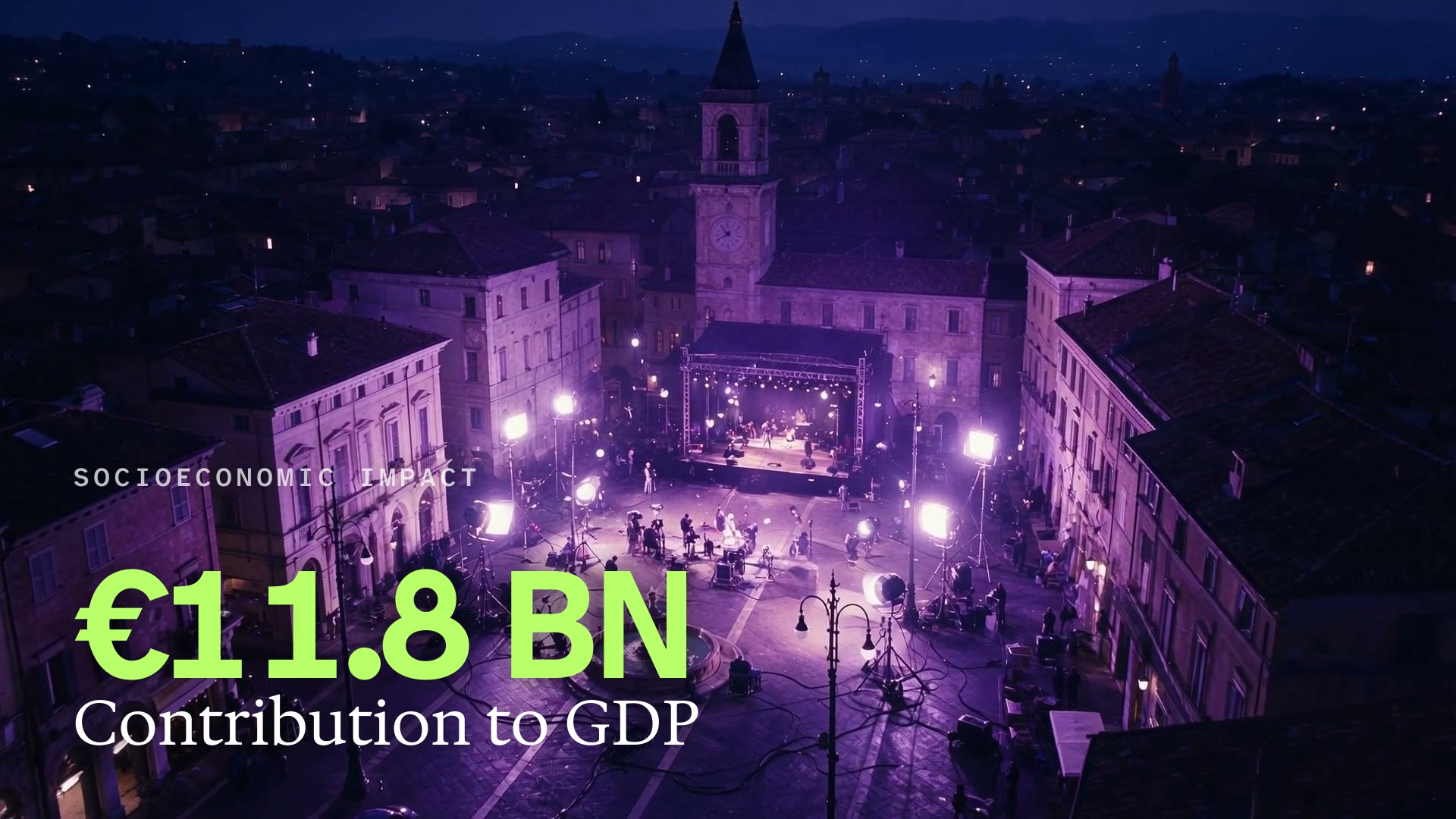 Fotogramma del video OpenEconomics sul contributo economico del settore audiovisivo